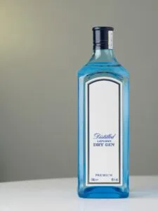 a bottle of gin, one of the best alcohols for GERD