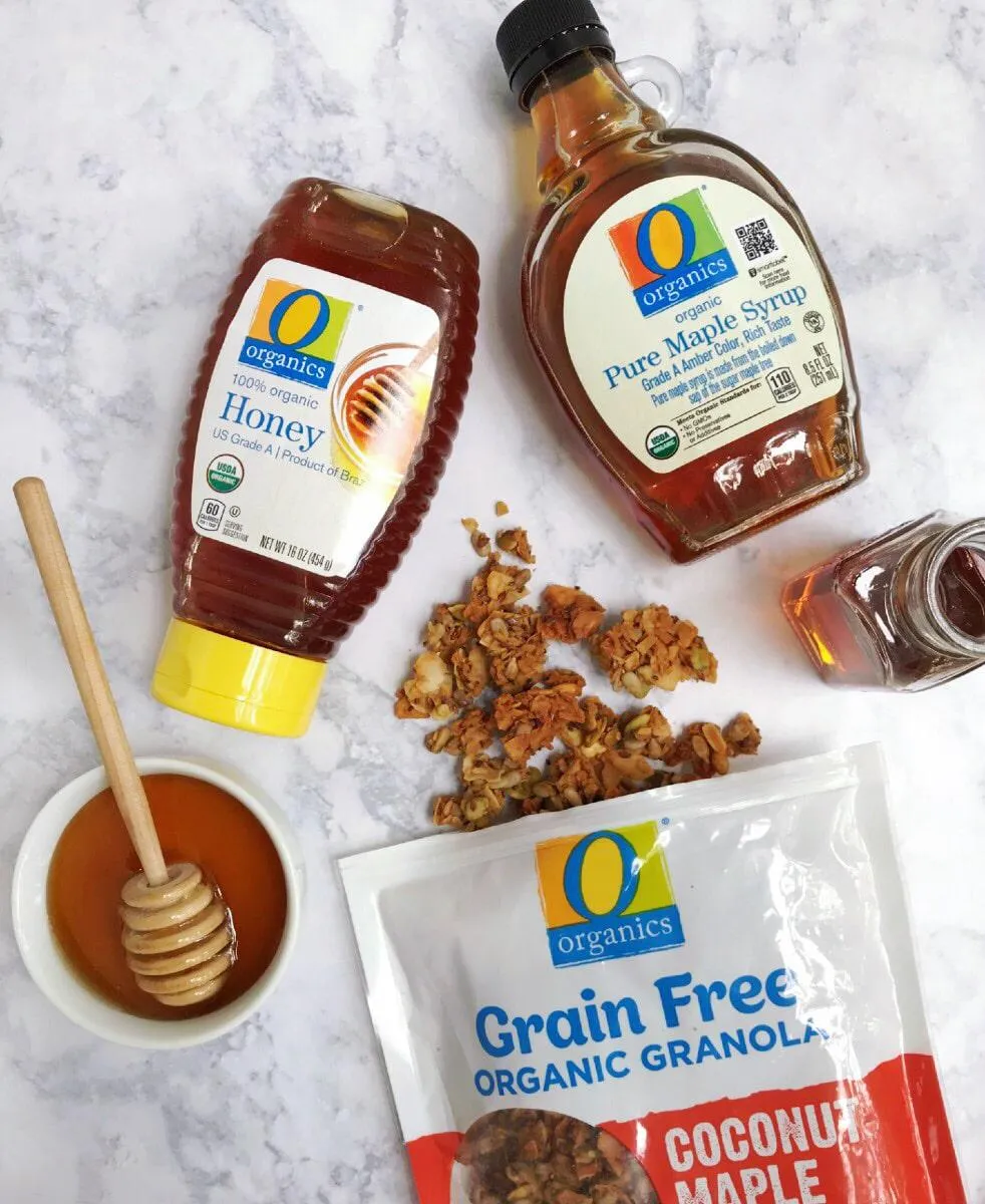 O Organics honey, maple syrup, and grain-free granola