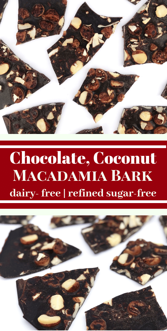 Chocolate, Coconut, Macadamia Nut Bark