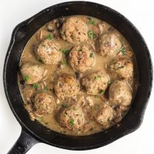 Skillet Turkey Meatballs in Mushroom Gravy-image