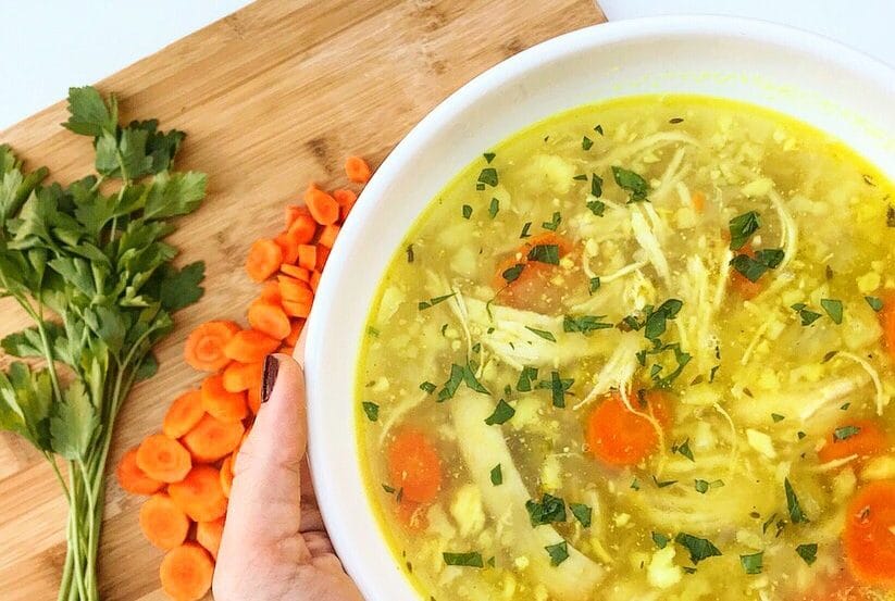 Turmeric Chicken and Cauliflower Rice Soup