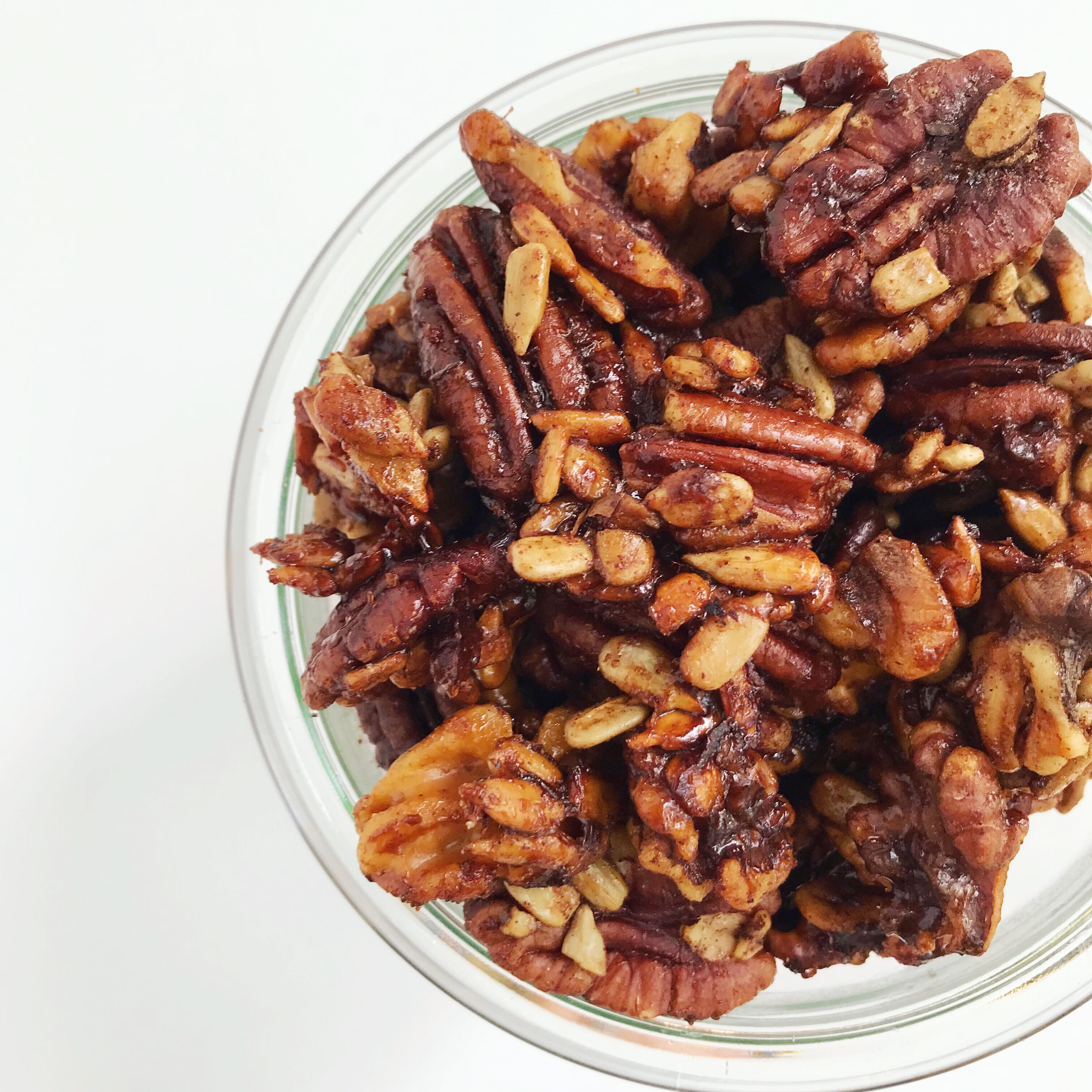 A cup of grain-free cinnamon apple granola.