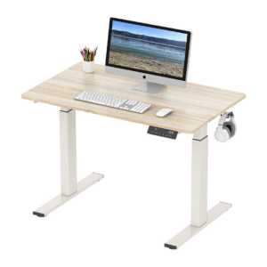 desk with computer sitting on it