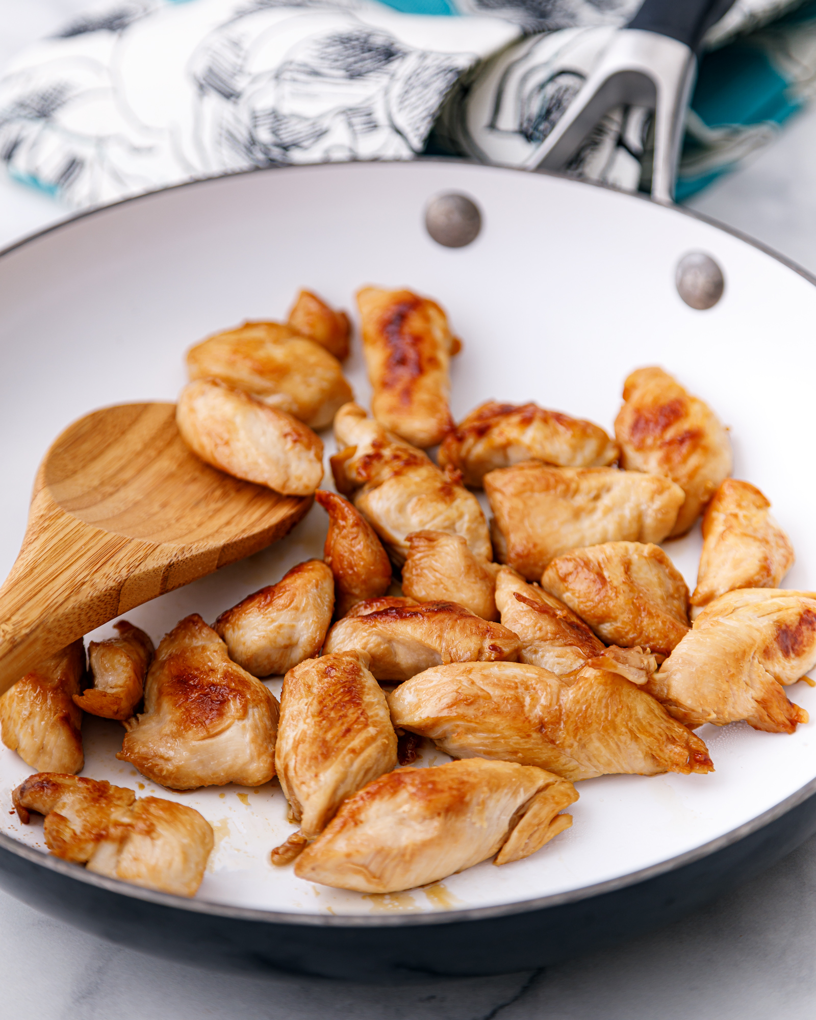 browned chicken in a skillet