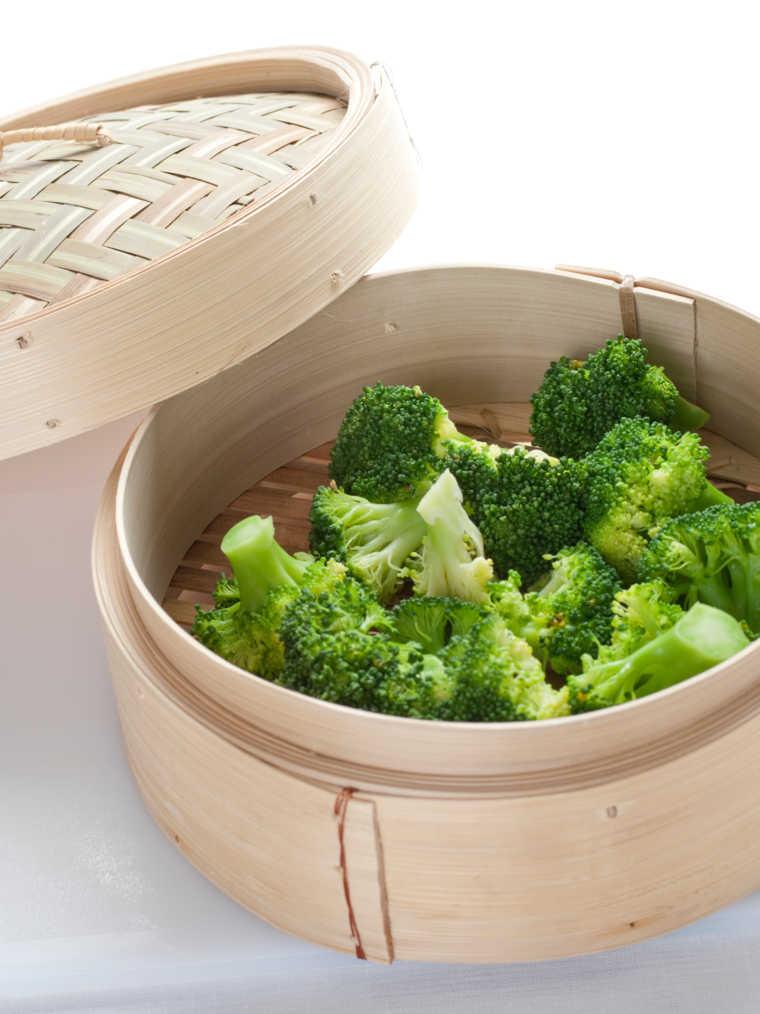 a steaming basket filled with broccoli