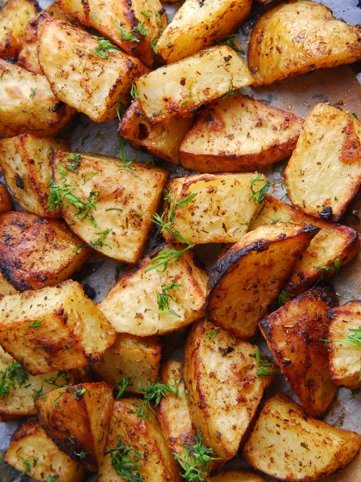 fresh turkish potatoes topped with fresh herbs